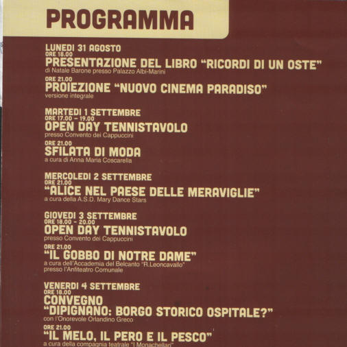 Programma manifestazione